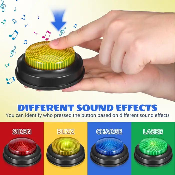 4 boutons de réponse sonores à pression manuelle pour jeux, couleurs vives, sans piles, pour salle de classe et questions-réponses