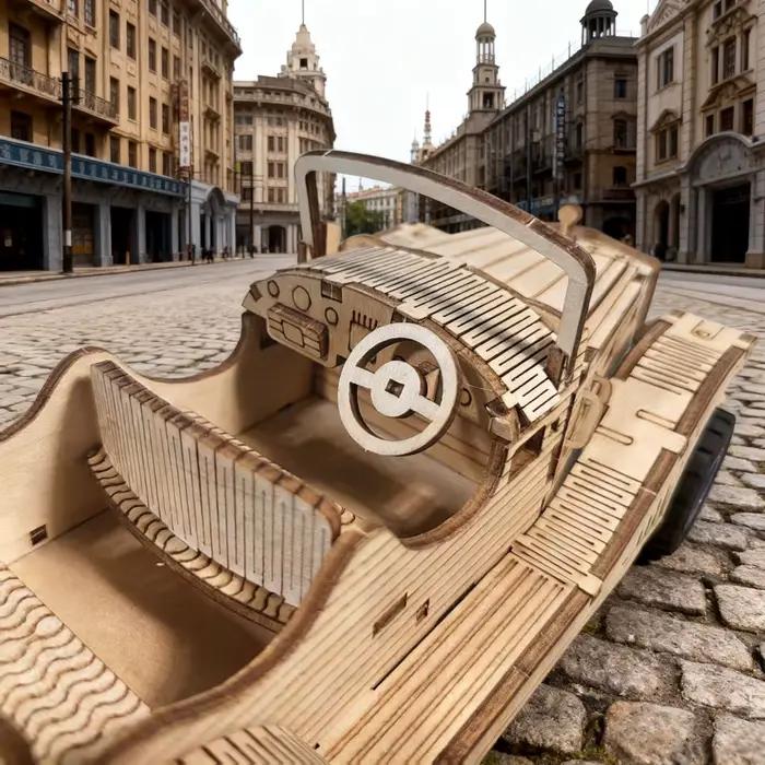 Modèle de voiture Vintage Convertible en bois