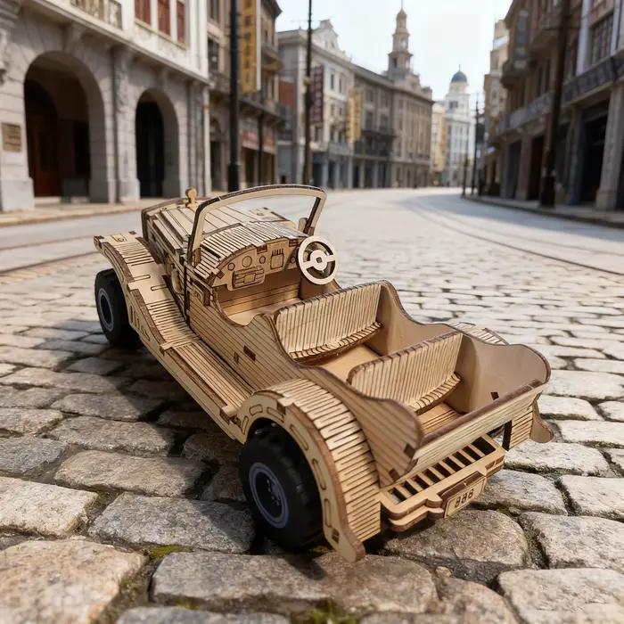 Modèle de voiture Vintage Convertible en bois