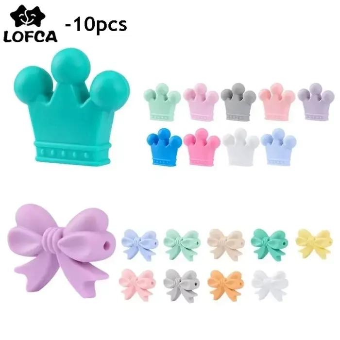 LOFCA 10 pièces/lot perles de couronne en Silicone sans BPA