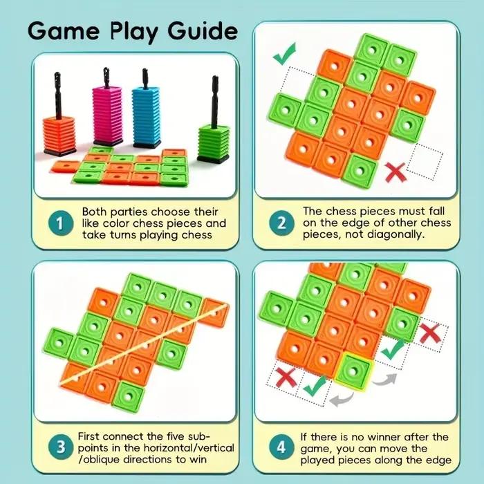 Jeu de Gobang éducatif portable 2026 – Échecs de table faciles à transporter – Jeu de société de bureau cinq-en-un pour enfants et adultes – Idée cadeau