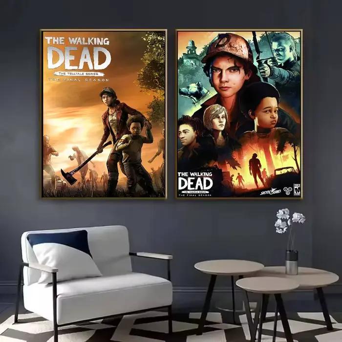 Affiche de saison Game The Walking Dead, impression d'art mural collant, imperméable, décor esthétique pour la maison, le salon, le Bar