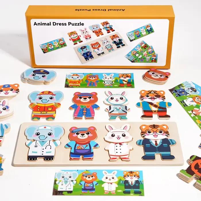 Jeu de déguisement en bois pour enfants de 3 à 6 ans