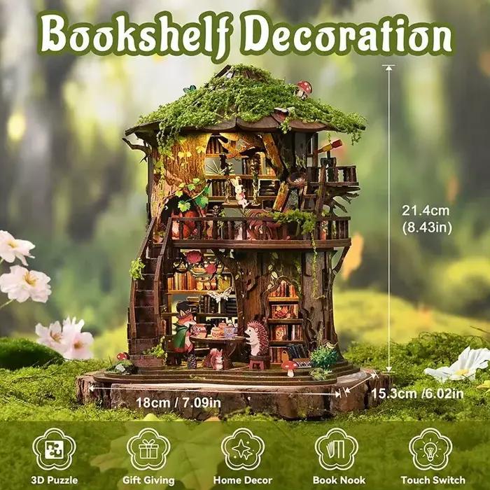 Club de lecture Thème Forêt : Kit de construction de maison miniature en bois à assembler soi-même