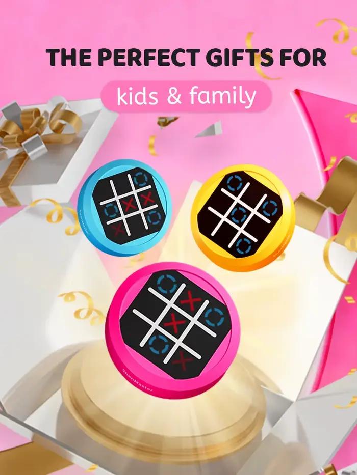 Jeu de Tic Tac Toe 4-en-1 portable - Console de puzzle électronique