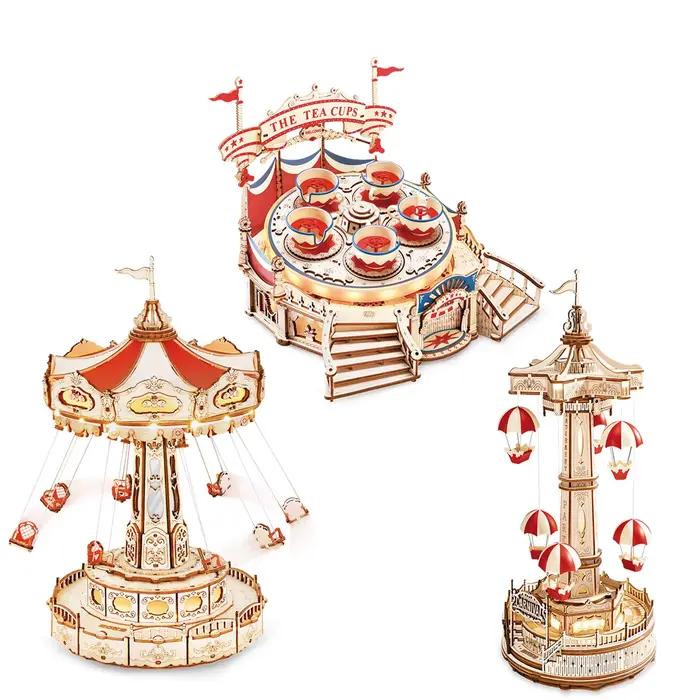 Robotime Magic Amusement Park Jouets en bois DIY Boîte à musique Puzzle 3D