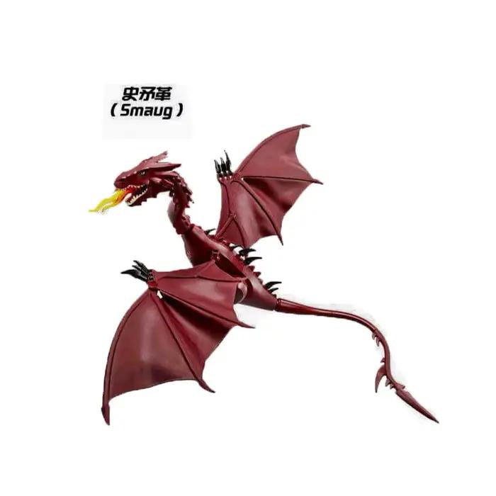 Série médiévale magique Dragon volant rouge Smaug flamme
