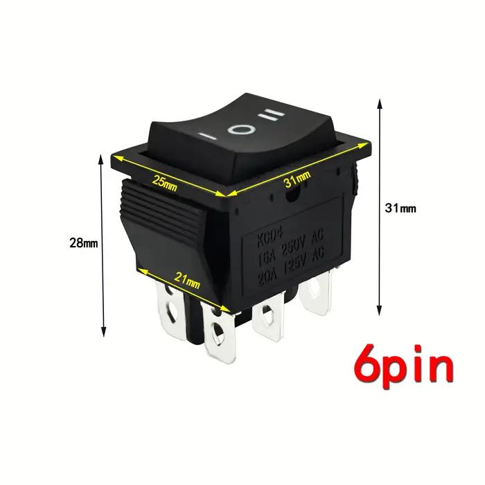 Interrupteur à bascule KCD1, noir pur, sans lumière, ON-OFF, 2/3 positions, 2/3 bornes, 6A 250V/10A 125V AC, adapté aux voitures et aux lampes