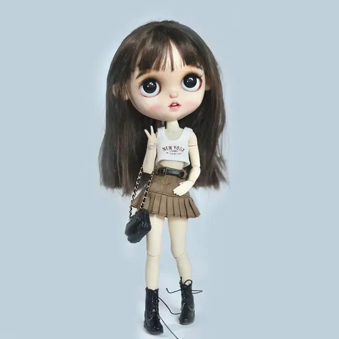 Accessoires de poupées 1/6ème échelle t-shirt imprimé Blythe Butter et jupe en jean pour filles de 14 ans et plus