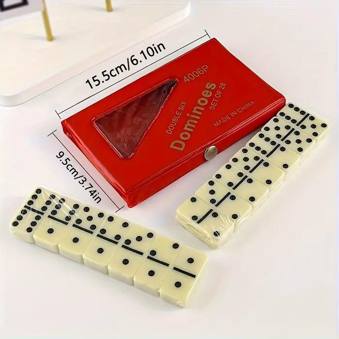 Jeu de dominos de 28 pièces avec boîte de rangement à couvercle rabattable
