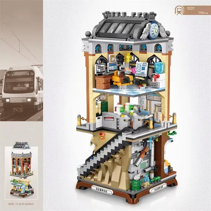 City Street View Architecture Station, Mini Night Subway Model importer, Brick Metro Station, Toy Collection, Gift