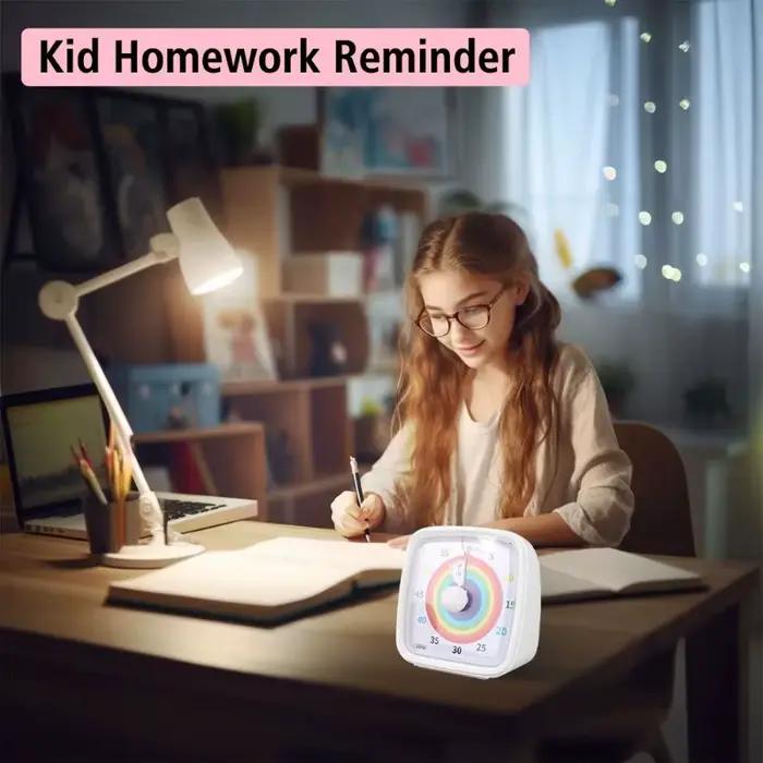 Minuteur visuel pour enfants, outil de gestion du temps, veilleuse, réveil ultra silencieux, compte à rebours numérique de 60 minutes