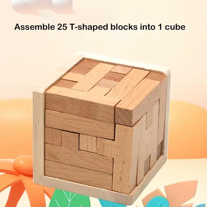 Puzzles 3D en bois avec 25 blocs en forme de T