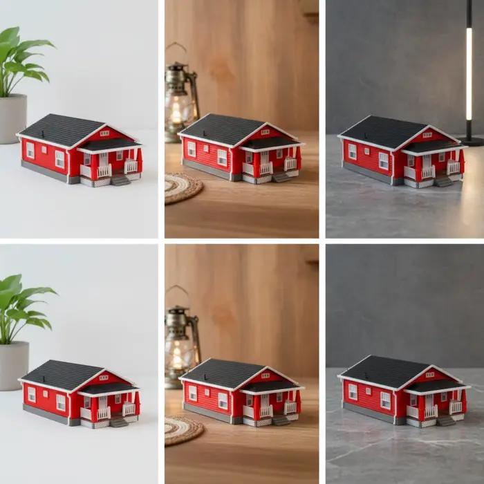 Modèle de maison avec porche, modèle de maison miniature à l'échelle 1:64, maison de poupée décorative DIY pour les amateurs, les dioramas et les présentoirs de table