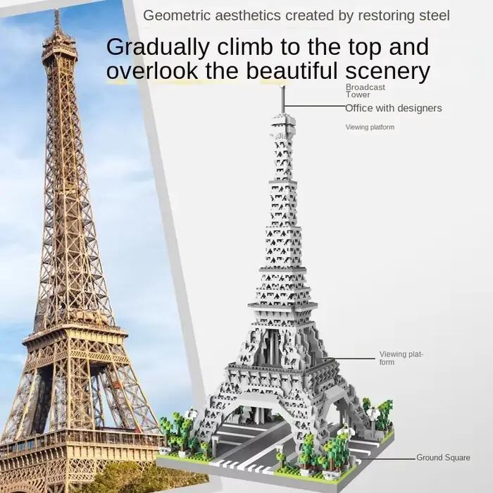 Blocs de construction Tour Eiffel en plastique ABS pour enfants et adultes occasions spéciales création puzzle construction jouet