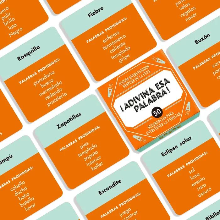Jeu de société de devinettes de mots espagnols – 50 cartes de vocabulaire – Jeu