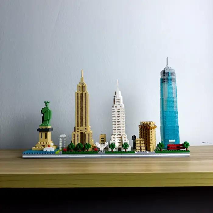 Modèle de monuments emblématiques de New York en micro-blocs de construction – Décoration de bureau à domicile