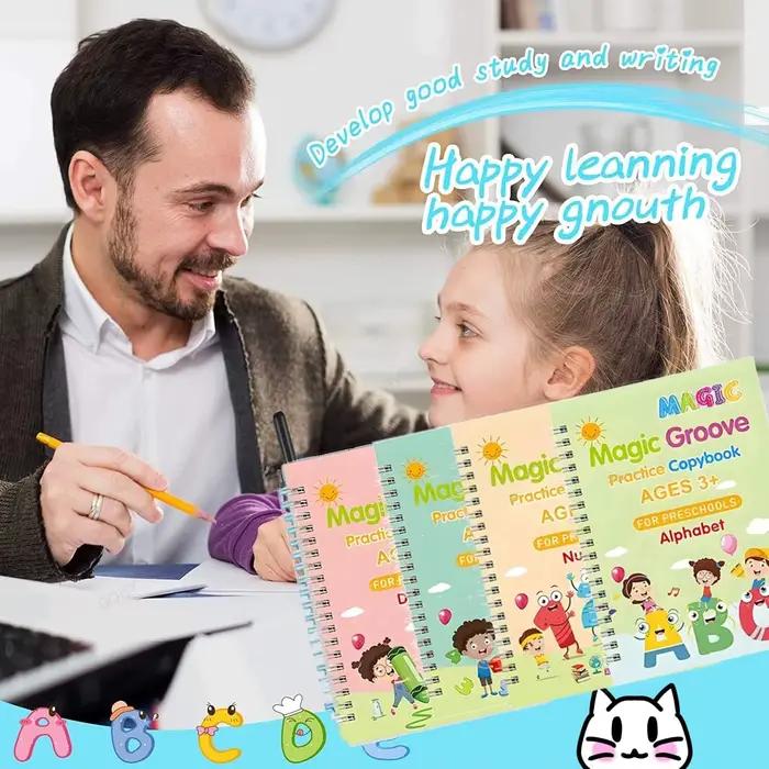 Cahier d'écriture cursive pour enfants, nettoyage rainuré de l'écriture manuscrite, pratique magique, blocalligraphie, maternelle, alth