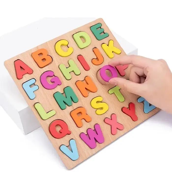 Puzzles en bois avec chiffres et Alphabet colorés