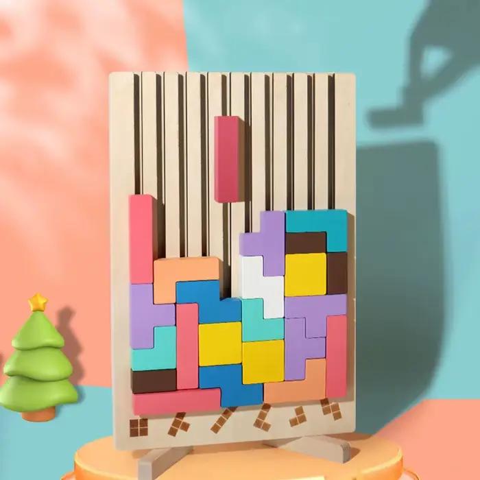 Puzzle 3D en bois, blocs de construction