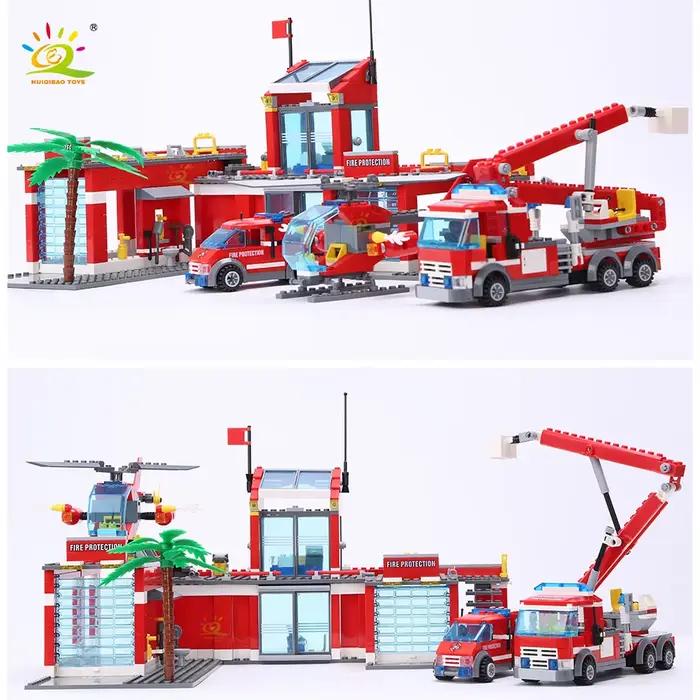 HUIQIBAO 774 pièces ville pompier modèle blocs de Construction garçons