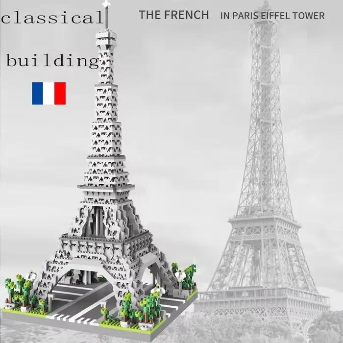 Blocs de construction Tour Eiffel en plastique ABS pour enfants et adultes occasions spéciales création puzzle construction jouet