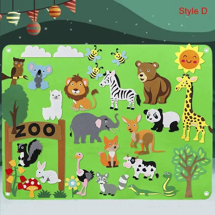 Planche d'histoire en feutre d'animaux de ferme