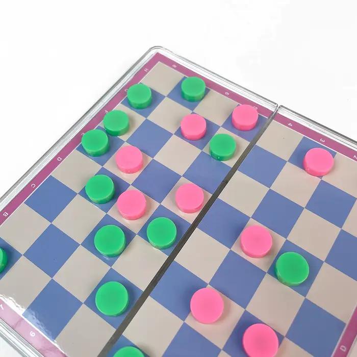 Jeu de dames magnétique pliable en cristal