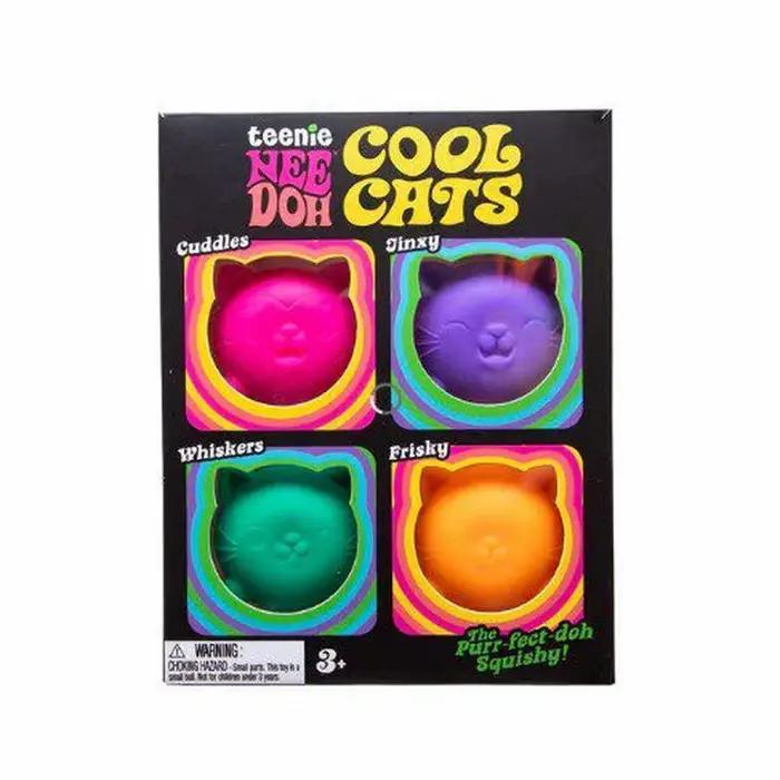 Ensemble de jouets sensoriels Teenie Needoh Cool Cats colorés et moelleux pour soulager l'anxiété et le stress