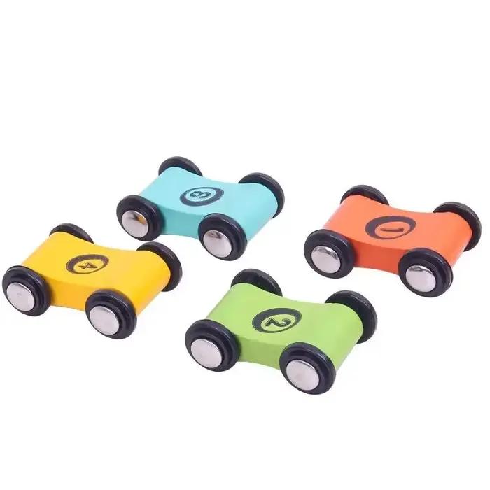 1/4 pièces enfants en bois glisse voiture jouet rampe course toboggan piste Mini