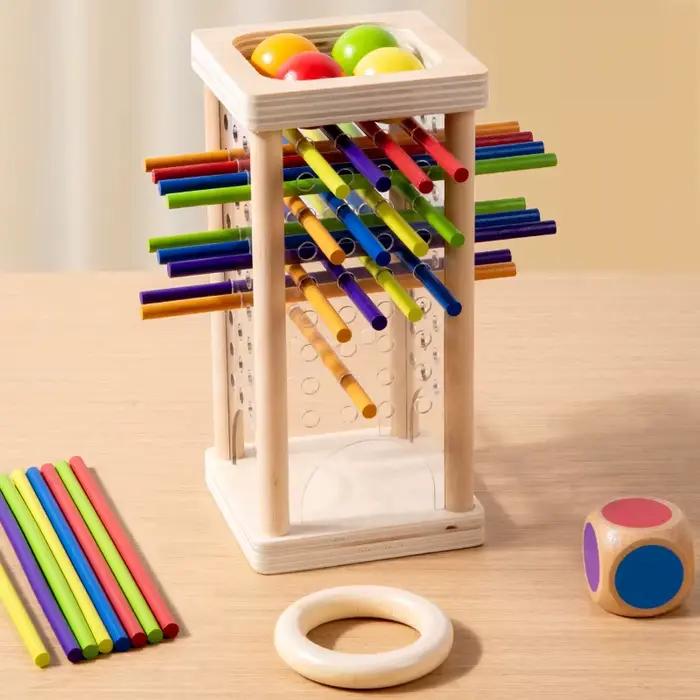 Jeu de dés éducatifs et bâtonnets en bois interactif pour enfants âgés de 3 à 12 ans, stimulant la pensée stratégique et la prise de décision rapide, idéal pour les occasions spéciales et le développement social