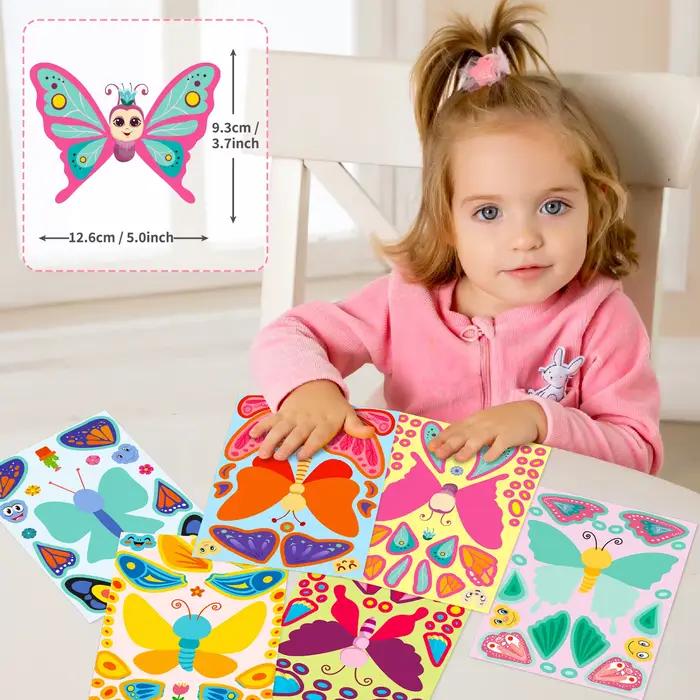 6 feuilles mignon enfants bricolage Puzzle autocollant jeux 6 papillon faire un visage drôle assembler