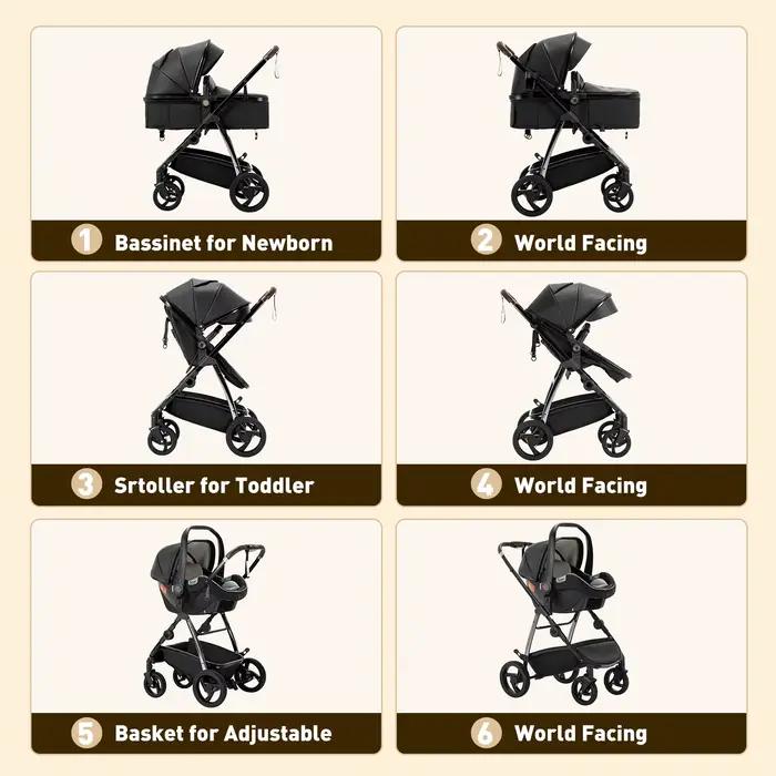 3 en 1 landau poussette Portable luxueux voyage