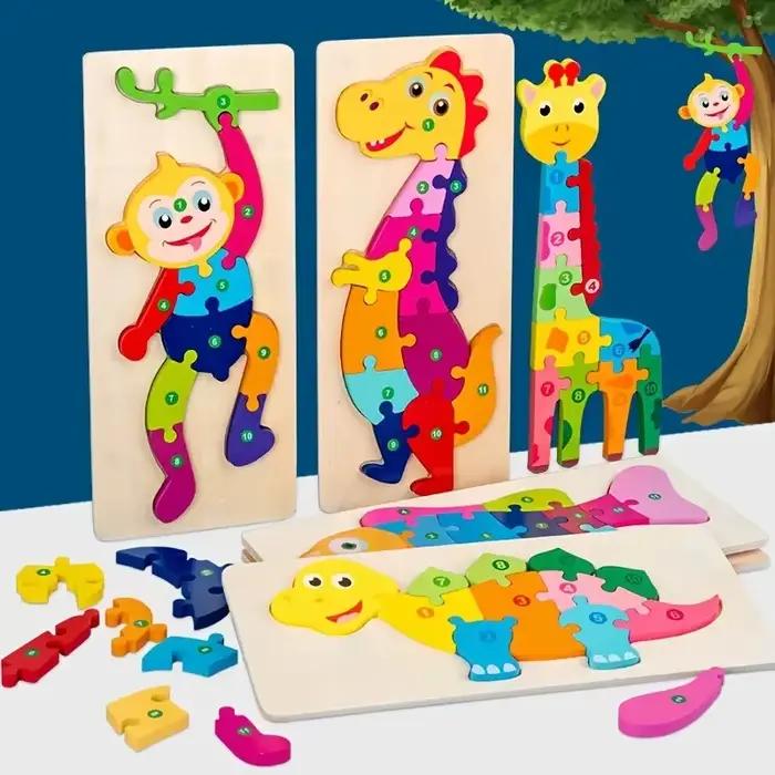 Puzzles en bois pour enfants, puzzle de chiffres, dinosaures, animaux, trafic et personnages, jouets éducatifs pour garçons et filles occasions spéciales