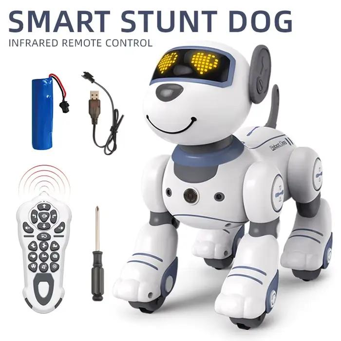 Jouet robot chien intelligent : commande vocale, figures programmables, détection tactile, musique et danse, cadeau pour garçons et enfants