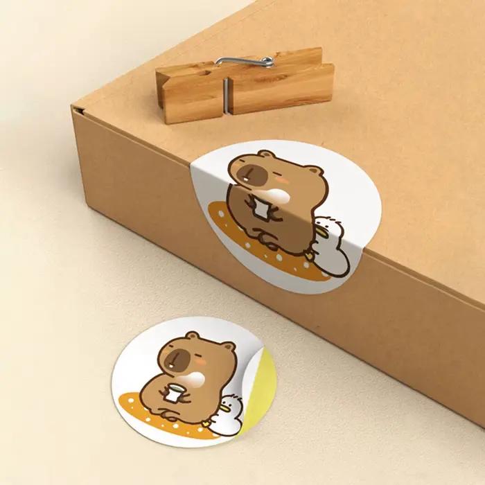 500 autocollants/rouleau Capybara mignons