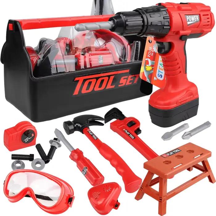 Ensemble d'outils pour enfants avec perceuse jouet électrique Kit de jouets de construction alimentés