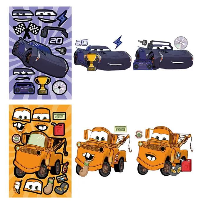 8/16 feuilles Autocollants puzzle à faire soi-même Disney Cars : Créez une face de personnage Lightning McQueen