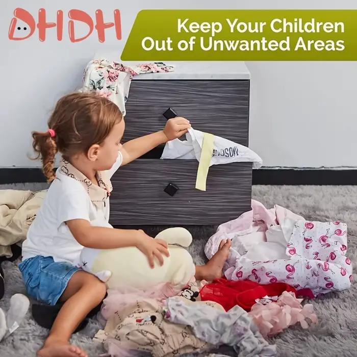 Serrure de sécurité pour enfants DHDH en plastique de qualité sécurité pour armoires tiroirs toilettes et réfrigérateur adaptable de 0 à 6 mois jusqu'à 4-6 ans en blanc bleu gris rouge noir et vert