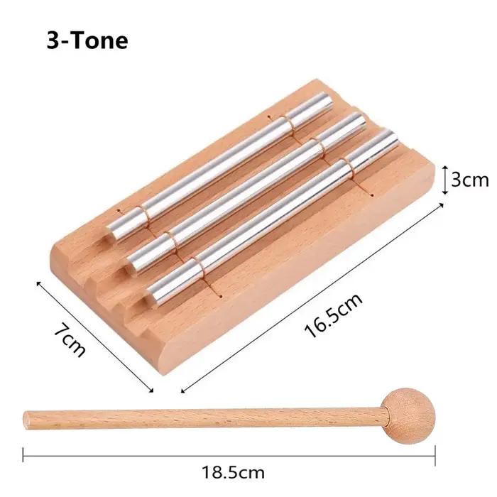 Carillon de méditation en bois Miwayer 1/2/3/5/7 tons – Base en bois massif, avec marteau, 440 Hz, son clair, pour la pleine conscience et la salle de classe