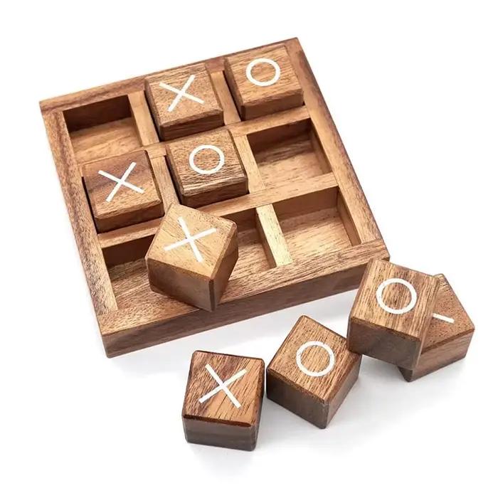 Jeu De société en bois Tic Tac Toe XO échecs IQ jouets logiques Parent enfant Interaction fête Spiele Juegos De Mesas Para Toda La Familia