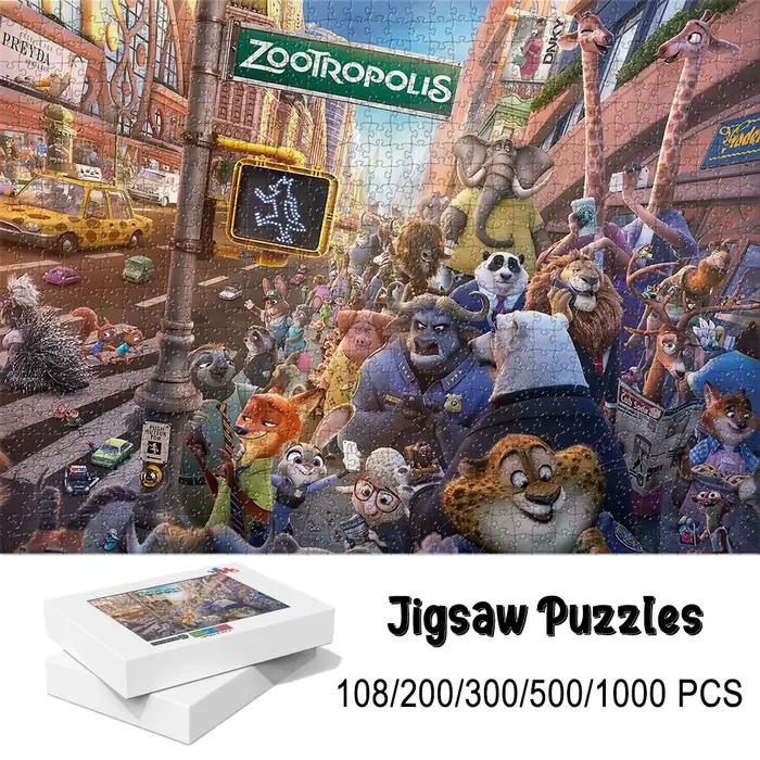 Puzzle en bois Zootopia City Street Full Cast - Collection classique du monde du cinéma Disney pour les fans