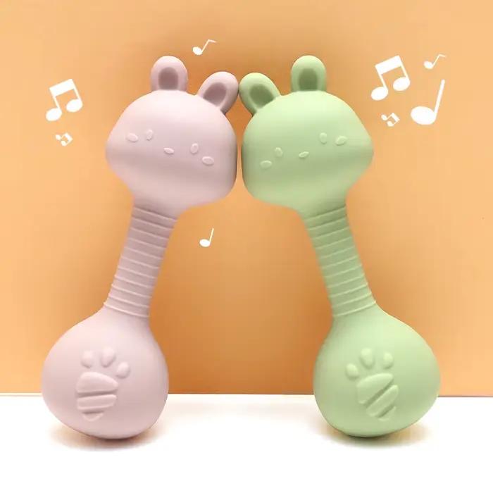 Anneau de dentition en silicone pour bébé lapin hypoallergénique pour développement oral et motricité fine 0-2 ans occaions de jeu et cadeau parfait