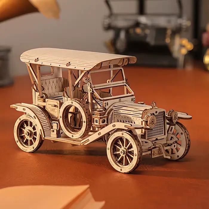 Modèle d'échelle de puzzle en bois de voiture 3D de voiture classique