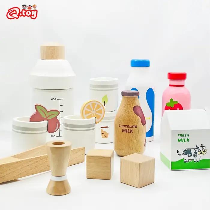 Jeu de Simulation de boissons au lait en bois pour enfants