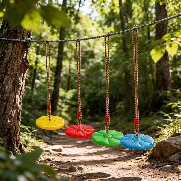 Balançoire à disque octogonal pour enfants, rouge et bleue, épaissie, suspendue, pour intérieur et extérieur, jouet de sport pour enfants, jardin et cour.