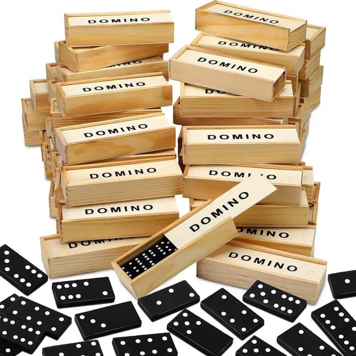 Jeu de dominos en bois 28 pièces cadeau de noël pour enfants et adultes jeu de société éducatif familial occasions spéciales
