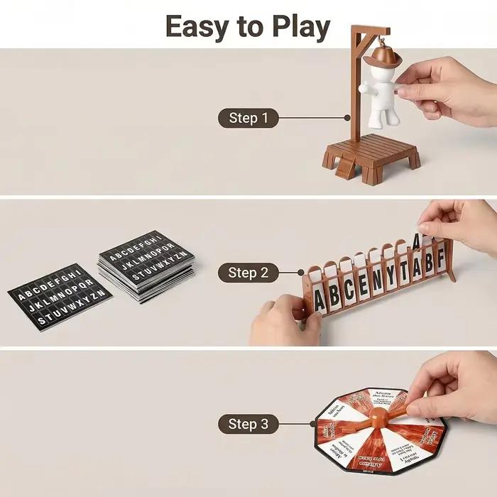 Jeu de société hangman magnétique cowboy avec lettres et poupées pour parties stratégiques et amusantes occasions spéciales