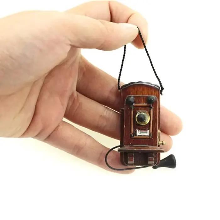 1:12 maison de poupée Miniature Antique montage mural téléphone Style Vintage salon chambre cuisine meubles accessoires