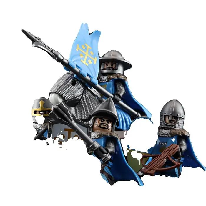 Ensemble de blocs de construction de château templaire avec cheval de guerre et jouet modèle militaire pour occasions spéciales et activités créatives et éducatives